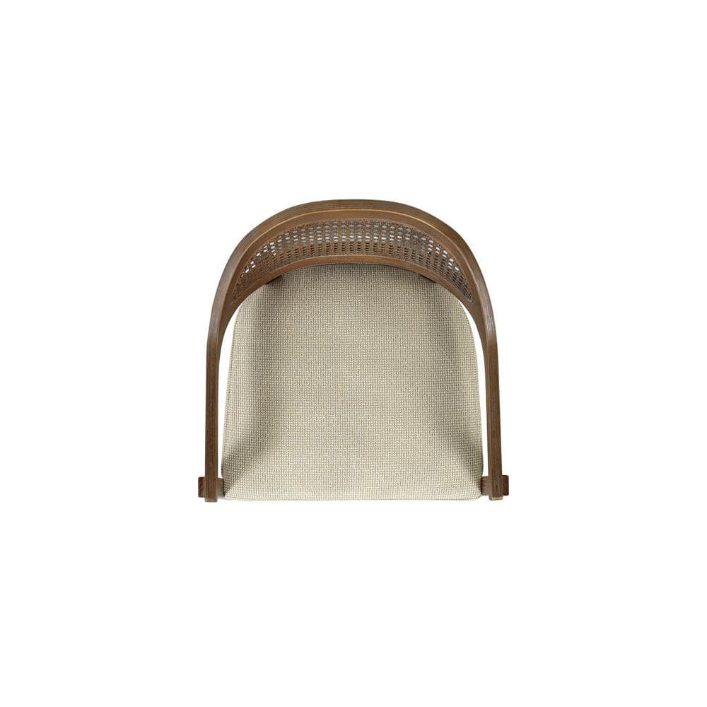 Taupe Beige Oak Cane Back Bar Stool with Acrylic Seat