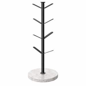 Marble Mug Holder Tree, 8 Hooks Coffee Cups Stand, New Upgraded Stable Mug Stand for Kitchen Counter Cabinet Cafe Black