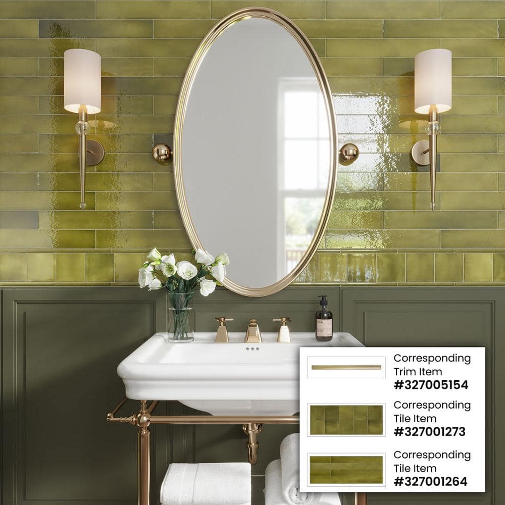 Olive Green Glossy Ceramic Square Wall and Floor Tile