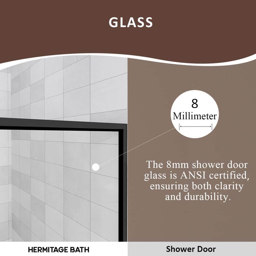 Hilma 34'' Matte Black Framed Shower Screen with Clear Tempered Glass