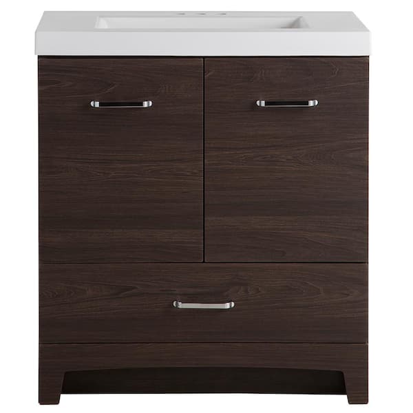 Glacier Bay Stancliff 30.50 in. W x 18.75 in. D Bath Vanity in Elm Ember with Cultured Marble Vanity Top in White with White Basin