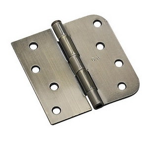 4 in. x 4 in. Antique Brass Full Mortise Combination Butt Hinge with Removable Pin (3-Pack)