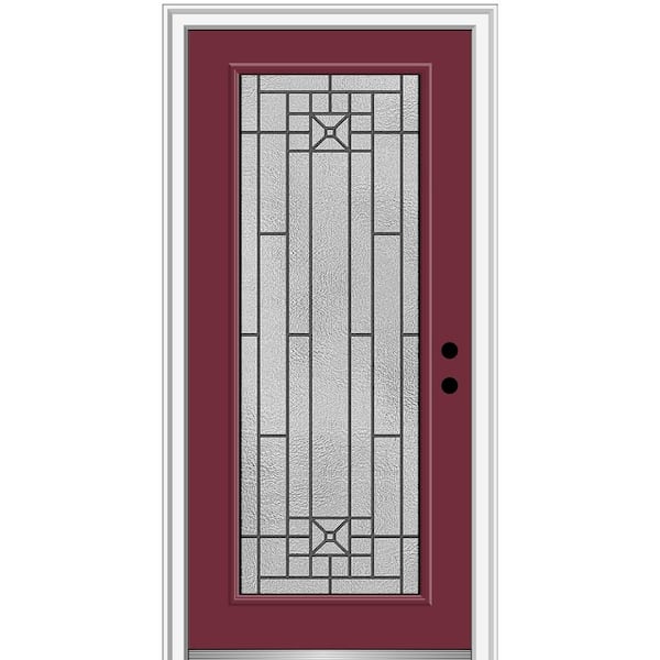 MMI DOOR 36 in. x 80 in. Courtyard Left-Hand Full Lite Decorative Painted Fiberglass Smooth Prehung Front Door, 6-9/16 in. Frame