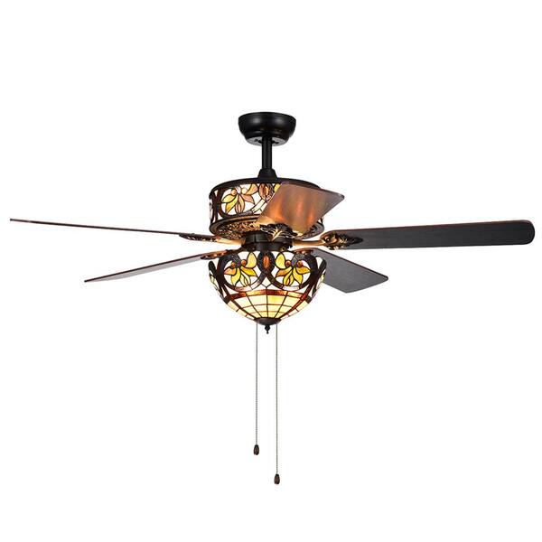 WAREHOUSE OF TIFFANY Jyrku 52 in. Indoor Matte Black Ceiling Fan with