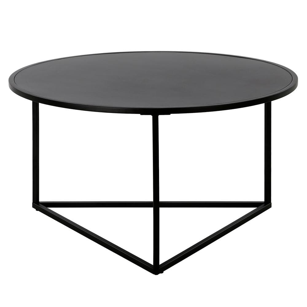 Scandinavian Minimalist Blackened Bronze Metal Round Coffee Table