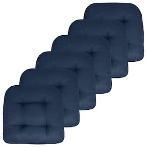 19 in. x 19 in. x 5 in. Solid Tufted Indoor/Outdoor Chair Cushion U-Shaped in Navy Blue (6-Pack)