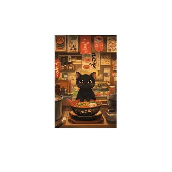Wee Blue Coo Stampa D'Arte Incorniciata – Gatto Nero E Gomitolo – Quadro Per Parete 30x41 Cm, Prodotto In Scozia