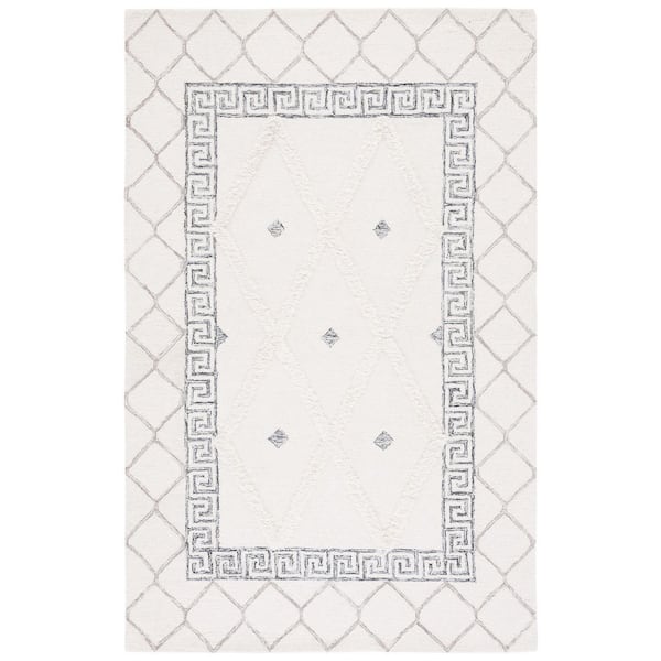 Casablanca 6 ft. x 9 ft. Ivory/Black Trellis Border Area Rug