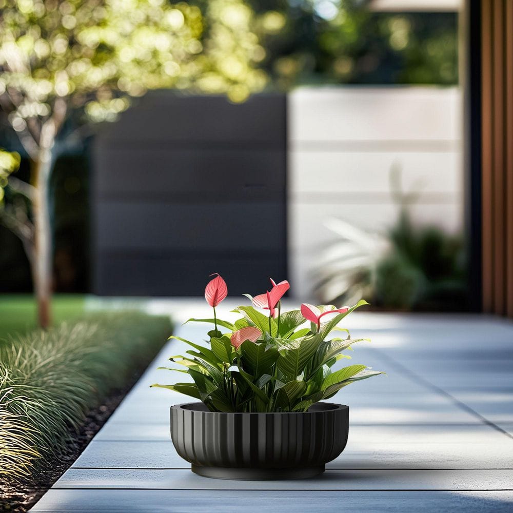 15 in. Medium Charcoal Black Concrete Round Planter / Pot with Drainage Holes price history on PriceWatchPro