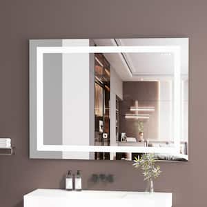 40 in. W x 32 in. H Rectangular Frameless Anti-Fog Dimmable Wall LED Bathroom Vanity Mirror with Memory Function