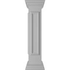 Corner 40 in. x 8 in. White Box Newel Post with Panel, Flat Capital and Base Trim (Installation Kit Included)