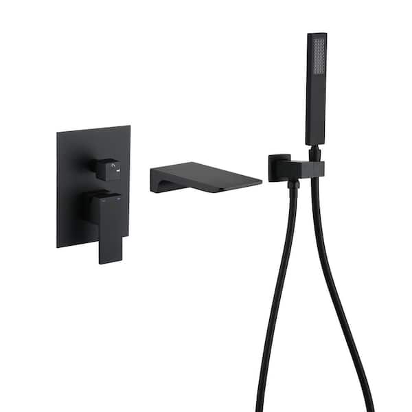 Boyel Living Single-Handle 1-Spray Settings Wall Mount Tub and Shower Faucet in black Valve Included