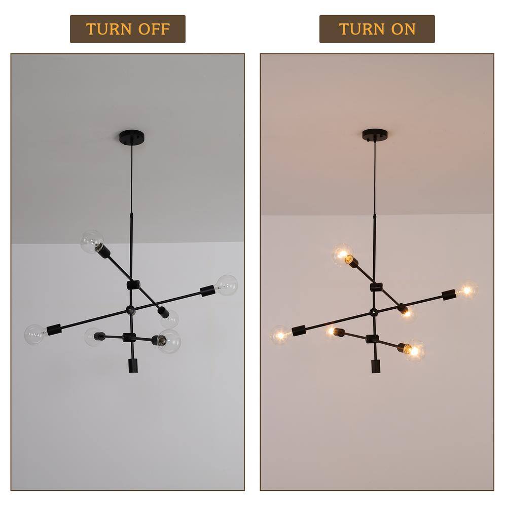 Black Metal 6-Light Sputnik Chandelier Pendant