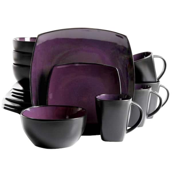 Gibson Home Soho Lounge 16-Piece Casual Purple Stoneware Dinnerware Set (Service for 4)