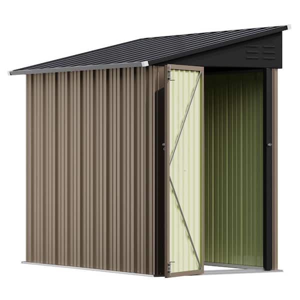 8 ft. W x 4 ft. D Outdoor Storage Shed, Lean to Storage Shed, Brown(32 sq. ft. )