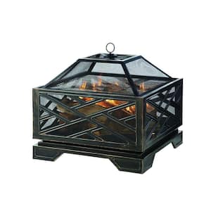 Martin 26 in. x 26 in. Square Deep Bowl Steel Wood Fire Pit in Rubbed Bronze