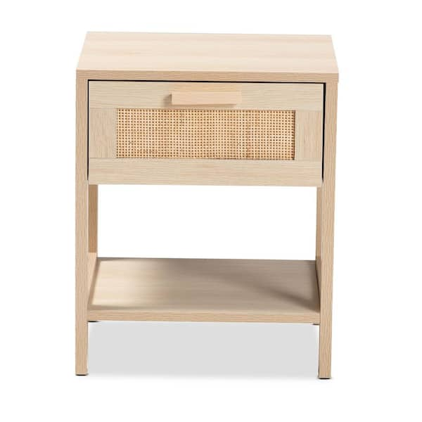 Sebille 1-Drawer Light Brown Nightstand (18.9 in. H x 15.7 in. W x 15.7 in. D)