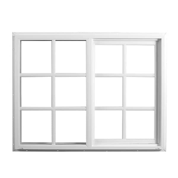 Ply Gem 35.5 in. x 35.5 in. Select Series White Vinyl Left-Hand Sliding Window with Grilles and HPSC Glass, Screen Included