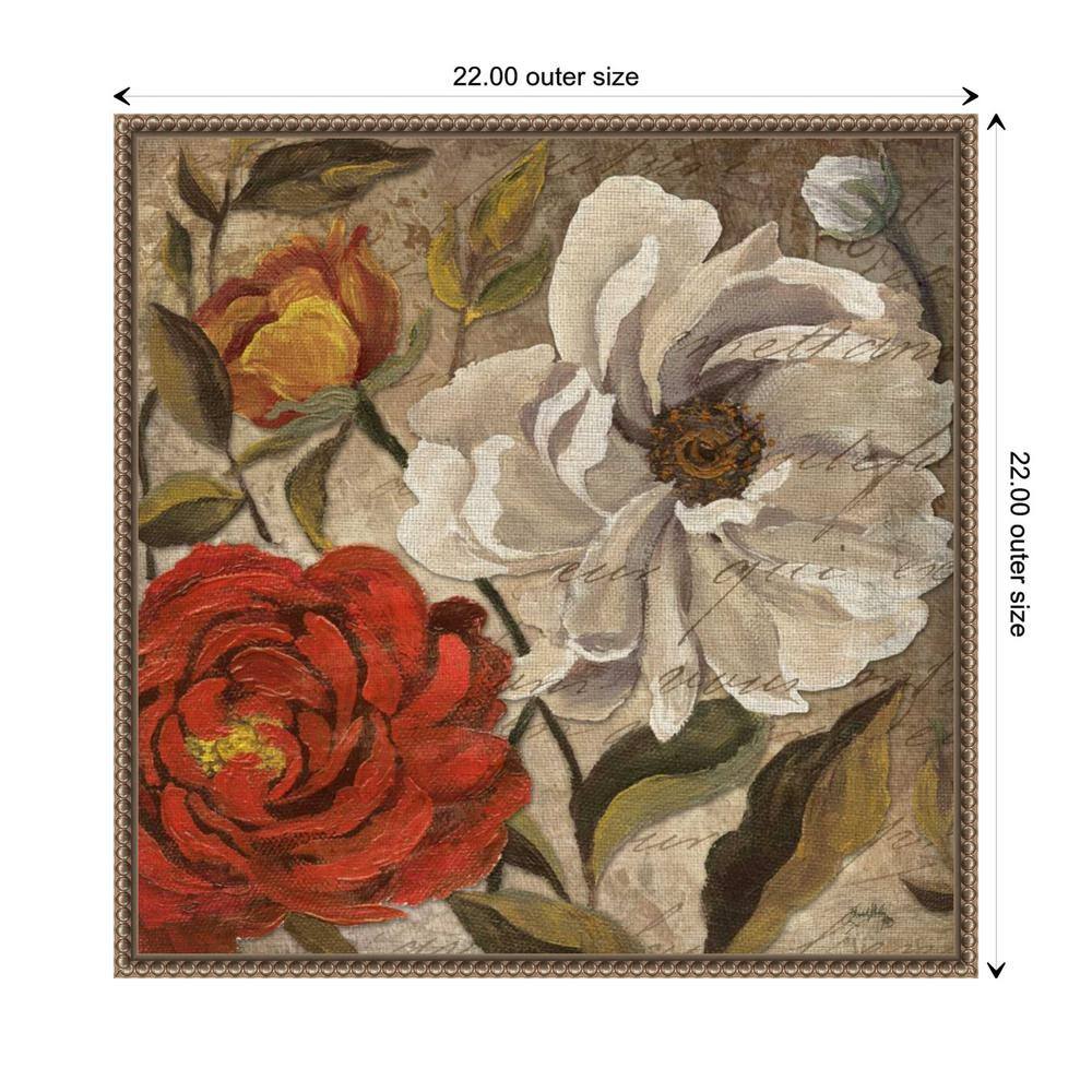 Classic Floral Beaded Framed Canvas Wall Art
