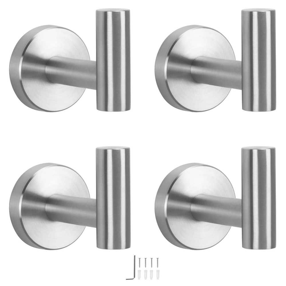SUS 304 Stainless Steel Bath Towel Hooks, Wall-Mounted Robe & Coat Hooks, 4-Pack, Brushed Nickel price history on PriceWatchPro