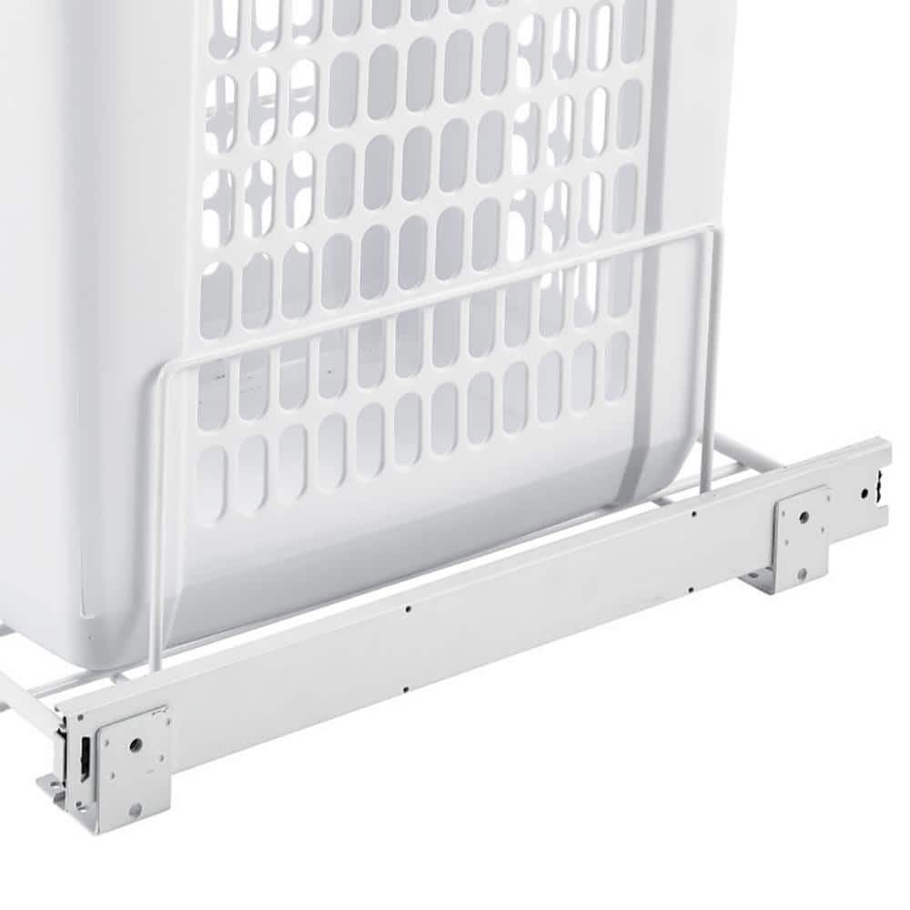 White Polymer Pullout Laundry Hamper with Full Extension Slides