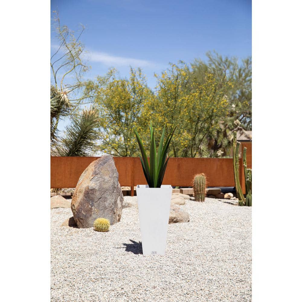 Midland Modern 26" White Recycled Plastic Indoor/Outdoor Planter