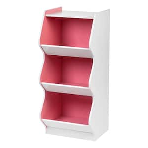 3-Tier White and Pink Curved Edge Storage Shelf
