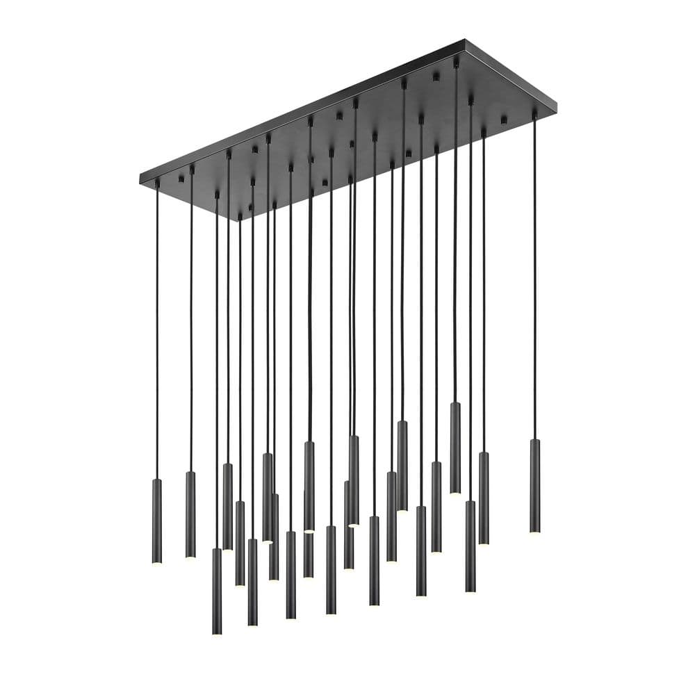 Forest 54 inch Matte Black 23 Light Integrated LED Linear Chandelier