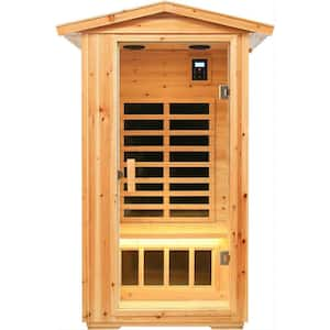 Moray 1-Person Outdoor Fir Infrared Sauna with 6 Far-Infrared Carbon Crystal Heaters and Chromotherapy