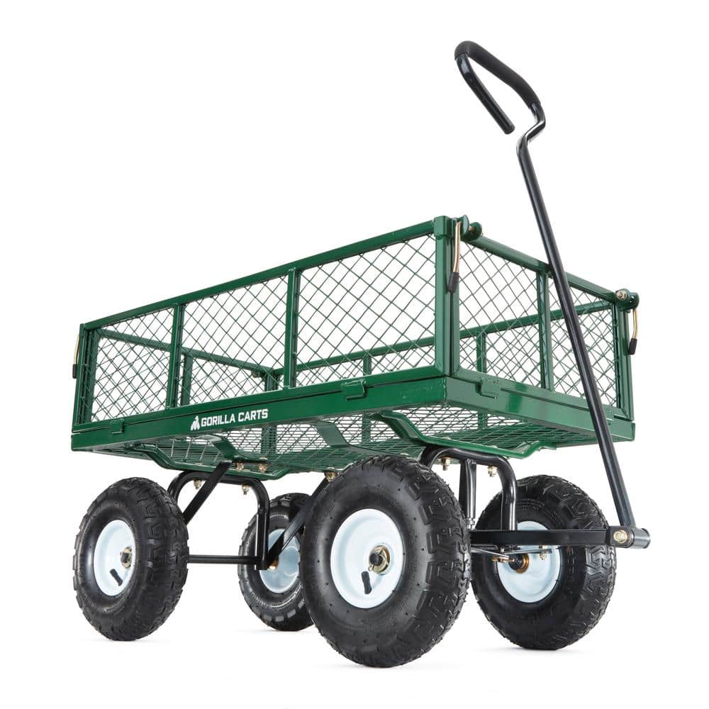Cap 400-Lb Steel Outdoor Lawn Garden Pull Wagon Cart Trailer Removable Sides 