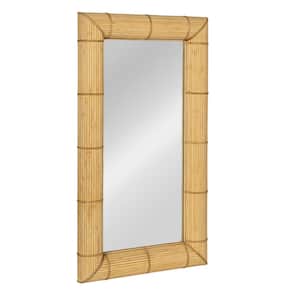 24 in. W x 44 in. H Bamboo Rectangular Natural Finish Framed Wall Decorative Mirror