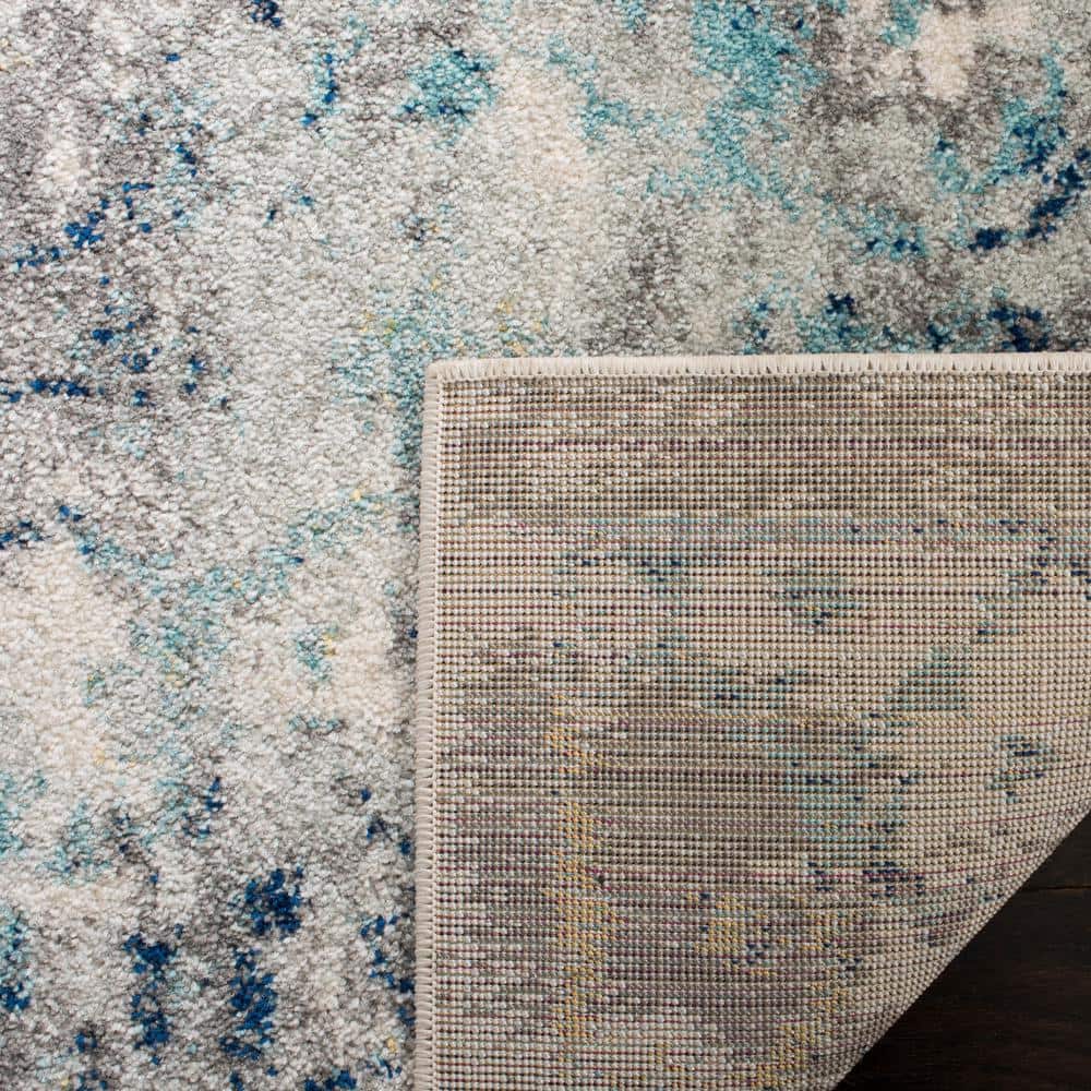 Elysian Ivory & Blue Boho Chic Distressed Area Rug - 6' x 9'