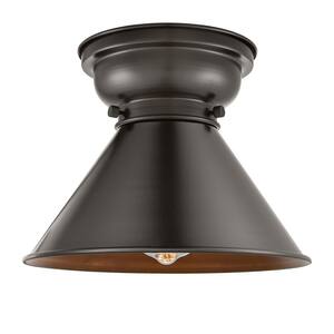 Briarcliff 10 in. 1-Light Oil Rubbed Bronze Flush Mount with Oil Rubbed Bronze Metal Shade