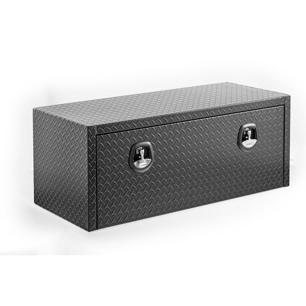 66 Gal. 48 in. Black Aluminum Deck Box, Waterproof Underbody Truck Tool Box Tool Organizer with Whale Tail Lock and Keys