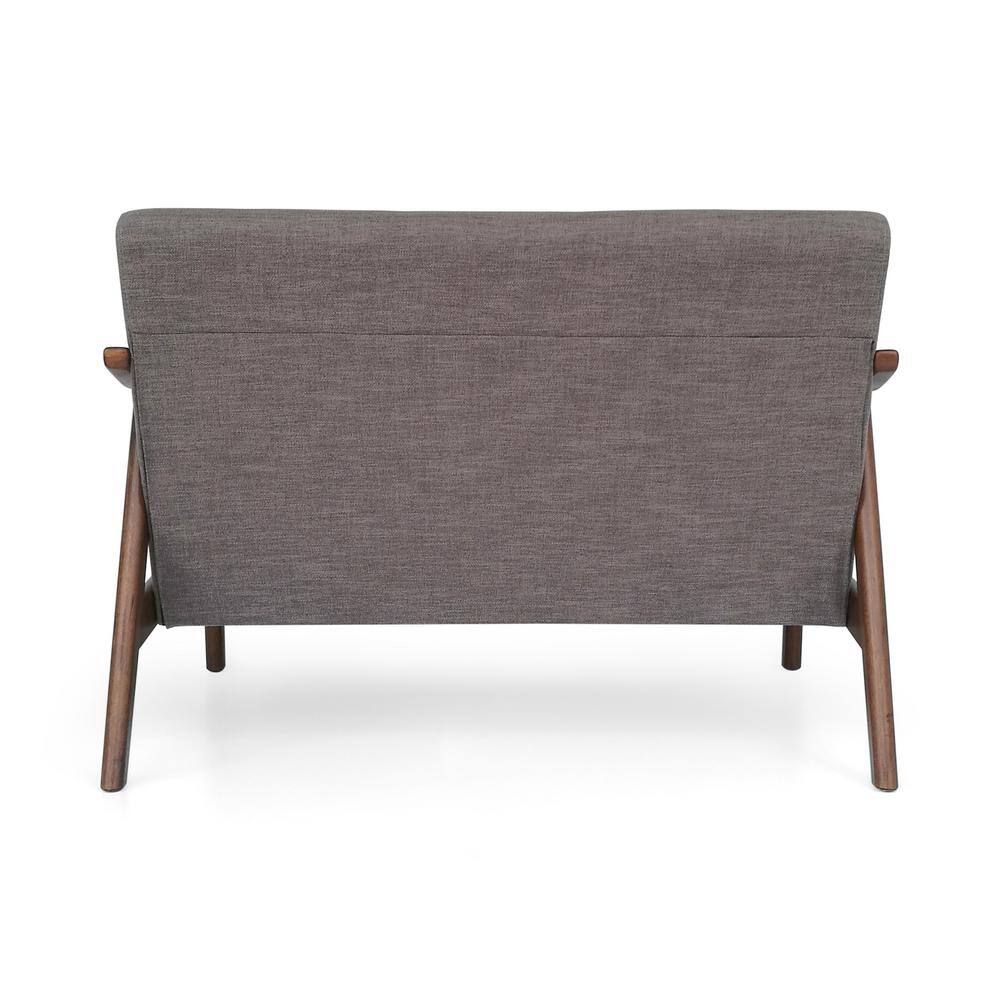 Dark Gray Tufted Fabric Settee with Wood Frame