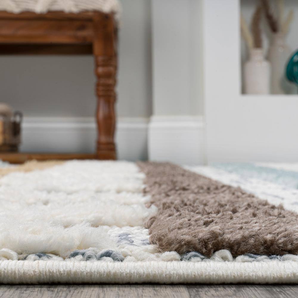 Gray Stripe Synthetic Flat Woven Reversible Rug