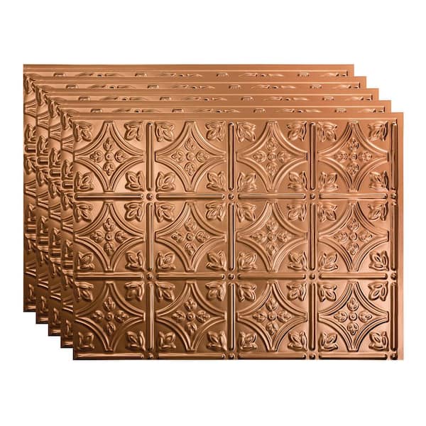 Fasade 18 In X 24 In Traditional 1 Polished Copper Vinyl Backsplash   Polished Copper Fasade Vinyl Tile Pb5025 64 600 