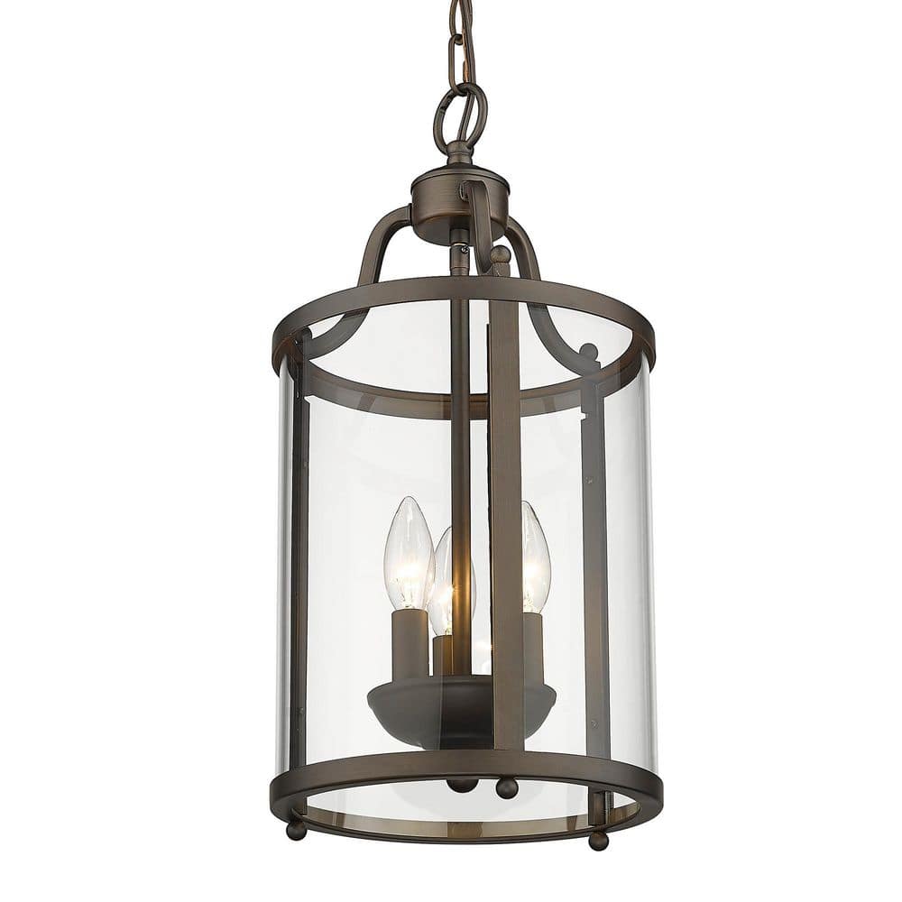 Payton 3-Light Mini Pendant in Rubbed Bronze and Glass