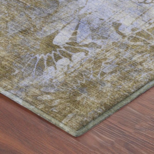 Mayfield Premium Machine Washable Abstract AMF2224 Wheat 2 ft. x 7 ft. Runner Rug