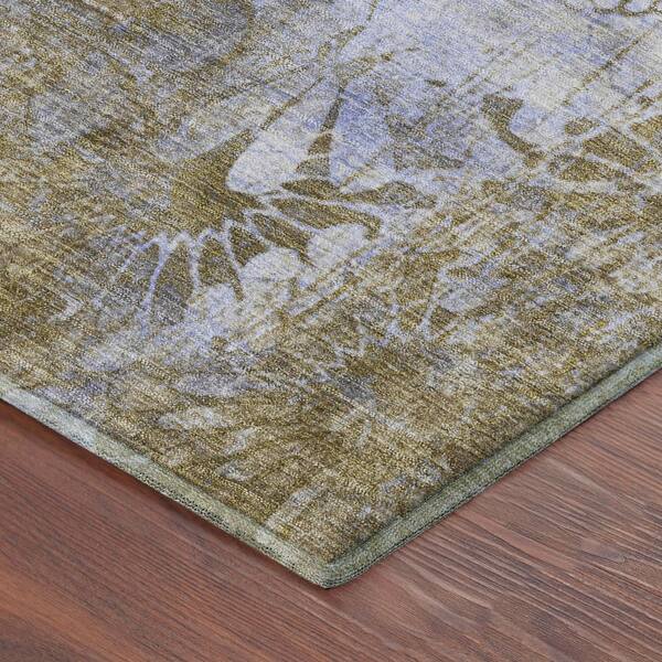 Mayfield Premium Machine Washable Abstract AMF2224 Wheat 8 ft. x 8 ft. Round Rug