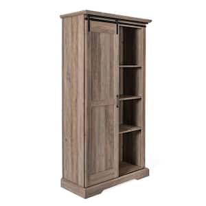 68 in. Tall Graywash Engineered Wood 6-Shelf Standard Bookcase with Cabinets, Finished Back