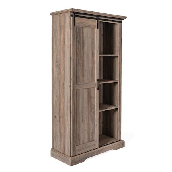 TAYLOR + LOGAN 68 in. Tall Graywash Engineered Wood 6-Shelf Standard Bookcase with Cabinets, Finished Back