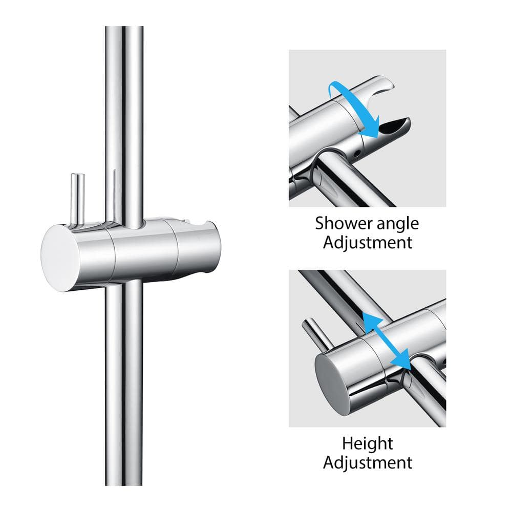 30-Inch Chrome Adjustable Slide Bar for Handheld Showerheads