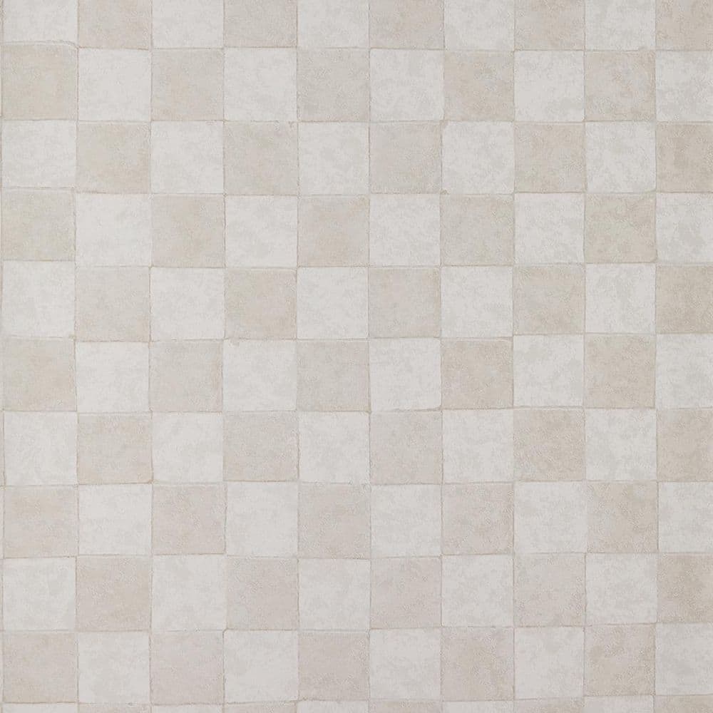 Jeremiah Brent Cream & Beige Classic Check Peel and Stick Vinyl Textured Wallpaper Roll (covers 56.37 sq.ft.)