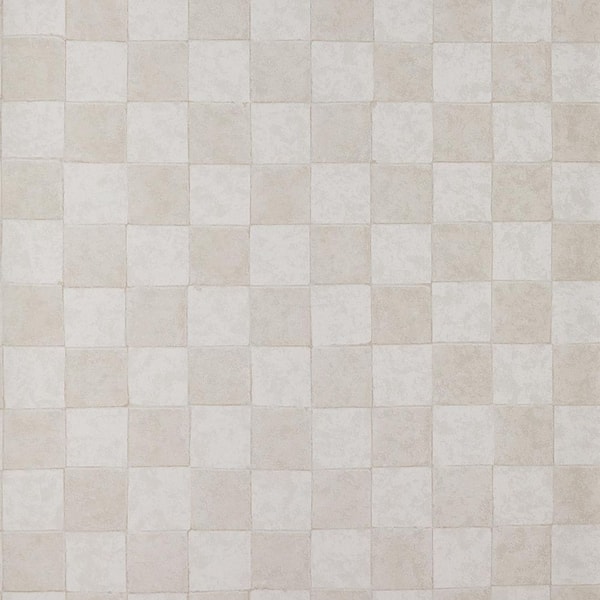 Jeremiah Brent Cream & Beige Classic Check Peel and Stick Vinyl Textured Wallpaper Roll (covers 56.37 sq.ft.)