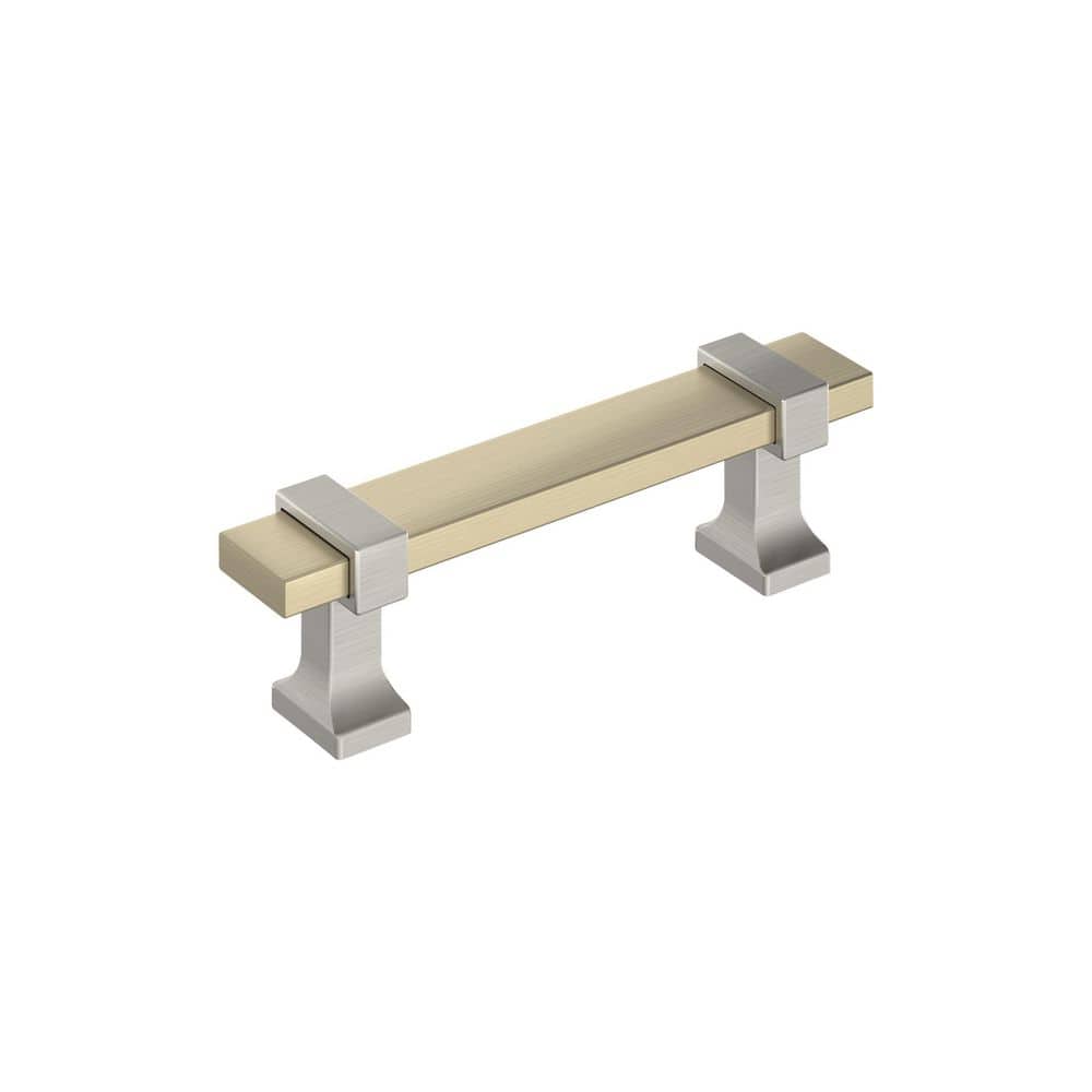Overton 3 in. (76mm) Center-to-Center Modern Golden Champagne/Satin Nickel Bar Cabinet Pull price history on PriceWatchPro