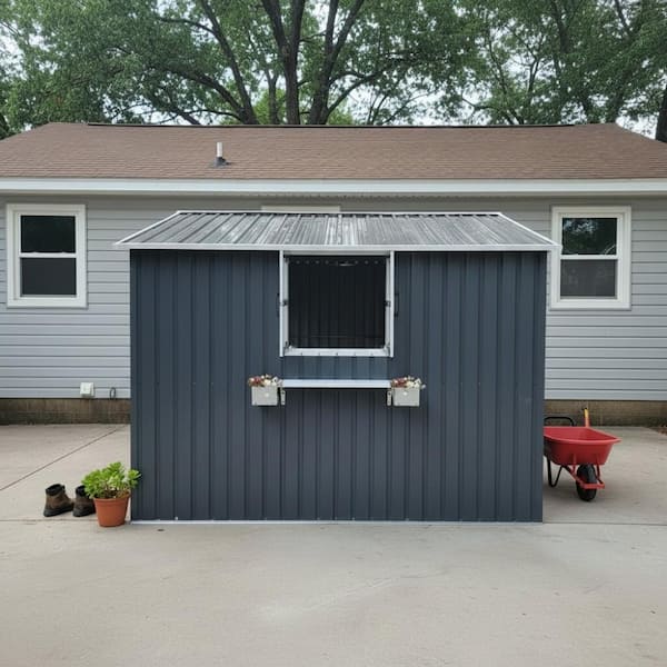 Coal Gray 10 ft. W x 8 ft. D Metal Shed Outdoor Storage Shed W