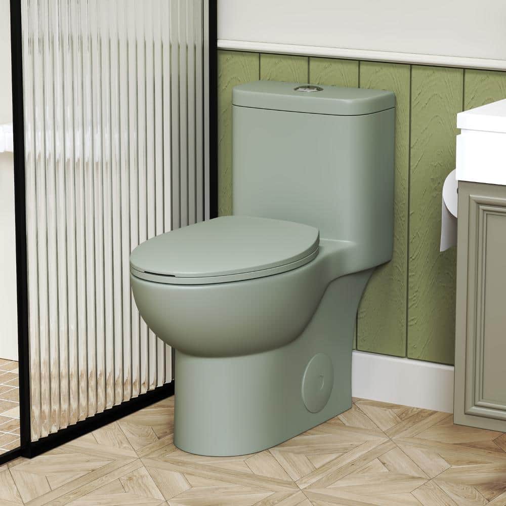 1-Piece Toilet 1.1 GPF/1.6 GPF Dual Tornado Flush Water-Saving Elongated Toilet with Soft Close Seat in Green price history on PriceWatchPro
