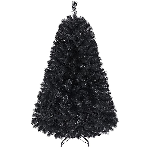 4.5 ft. Hinged Fir Artificial Christmas Tree with Foldable Stand Black