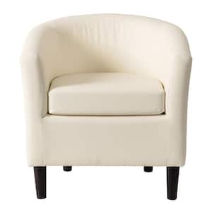 Sasha Warm White Vegan Leather Barrel Chair